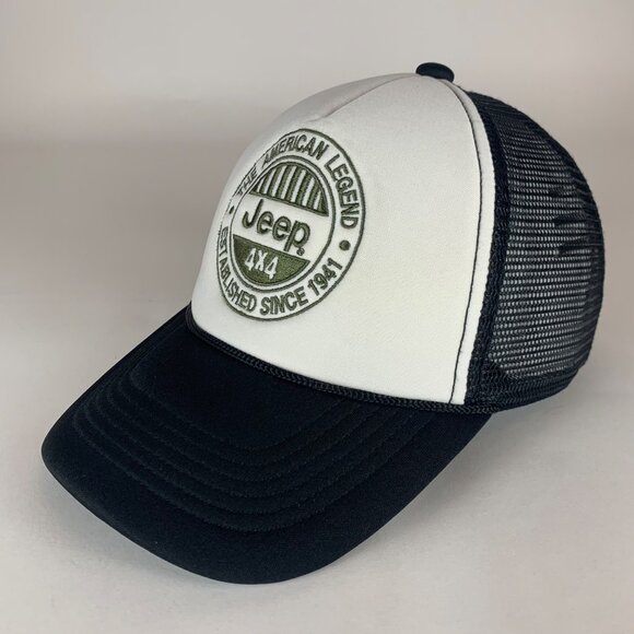 Jeep The American Legend Black White Lucky Brand Foam Snapback Trucker Hat - Picture 1 of 5
